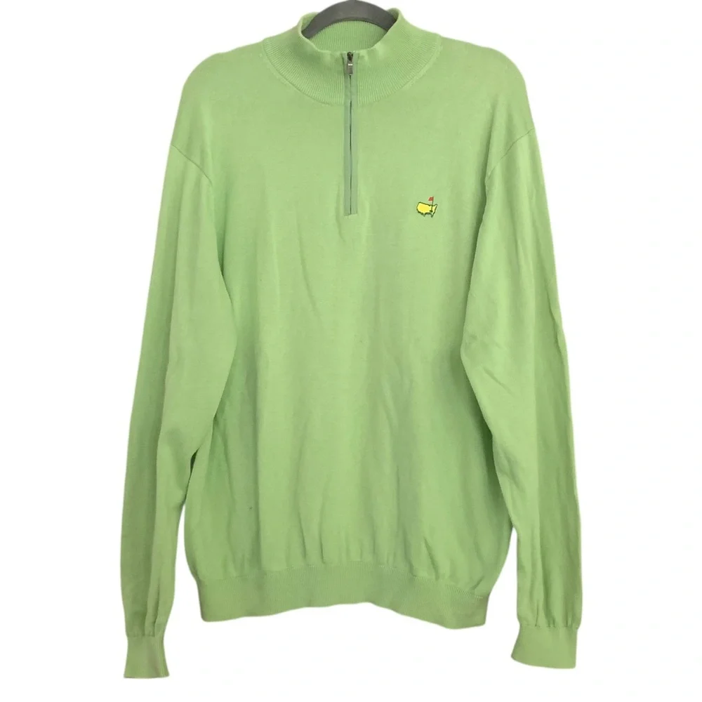 Bobby Jones Masters Green 1/4 Zip Pullover Cotton Golf Sweater Sz L